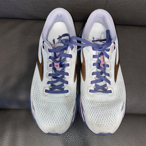Brooks Womens Ghost 15 1203801B492 White Running Shoes Sneakers Size 10 B - Picture 3 of 7